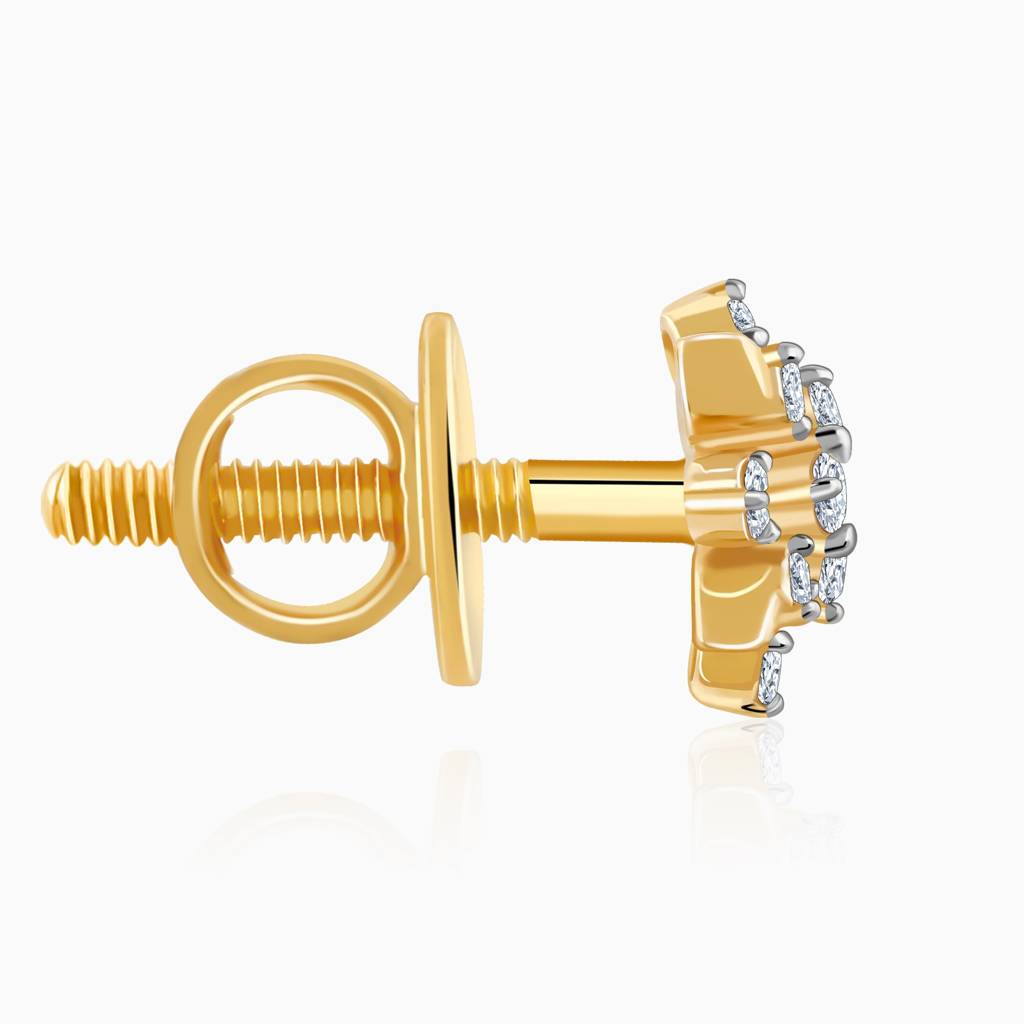 14K Gold Petunias Diamond Studs : GDLER0360