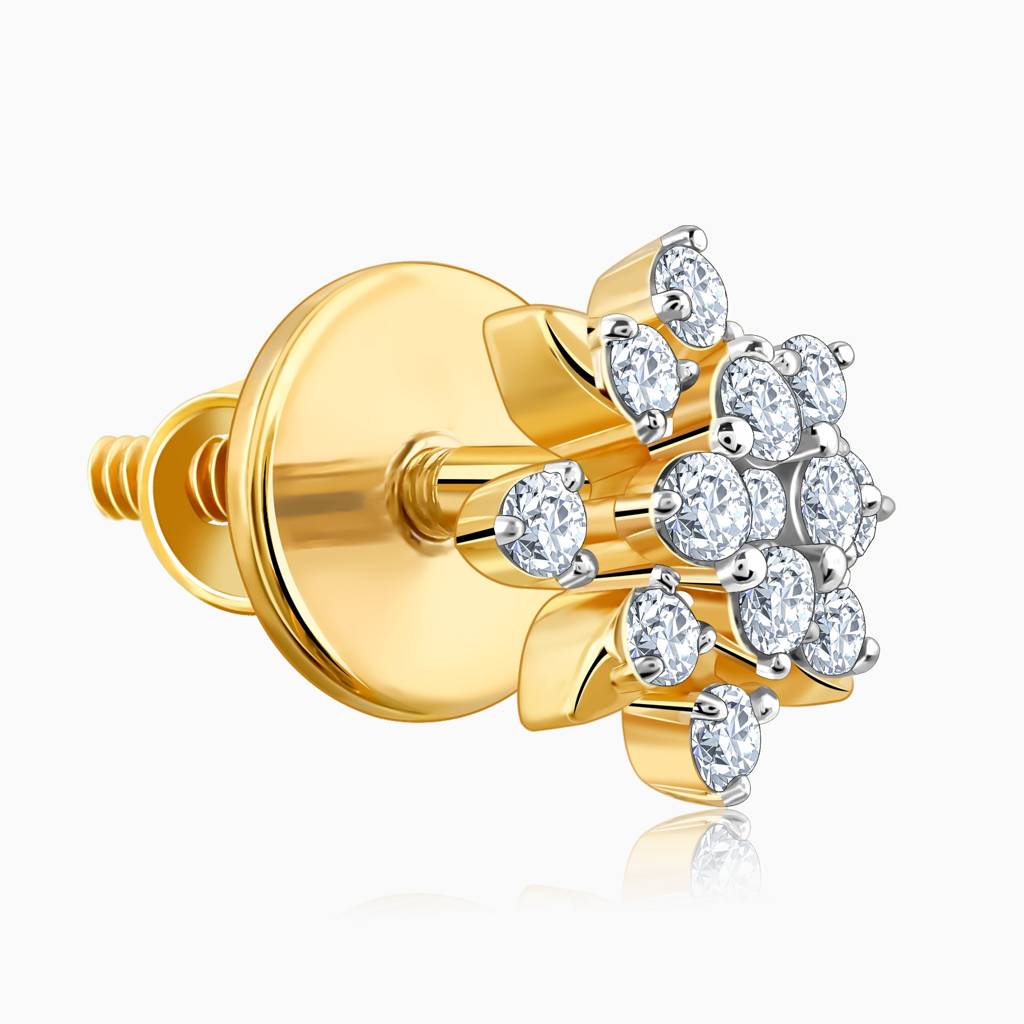 14K Gold Petunias Diamond Studs : GDLER0360