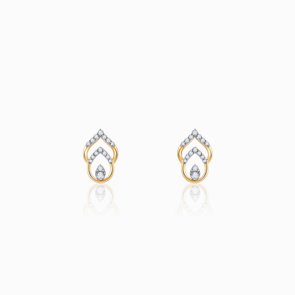 14K Gold Leafy Elegance Diamond Earrings : GDLER0362