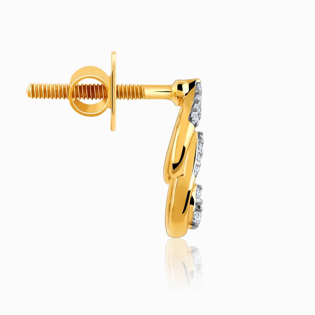 14K Gold Leafy Elegance Diamond Earrings : GDLER0362