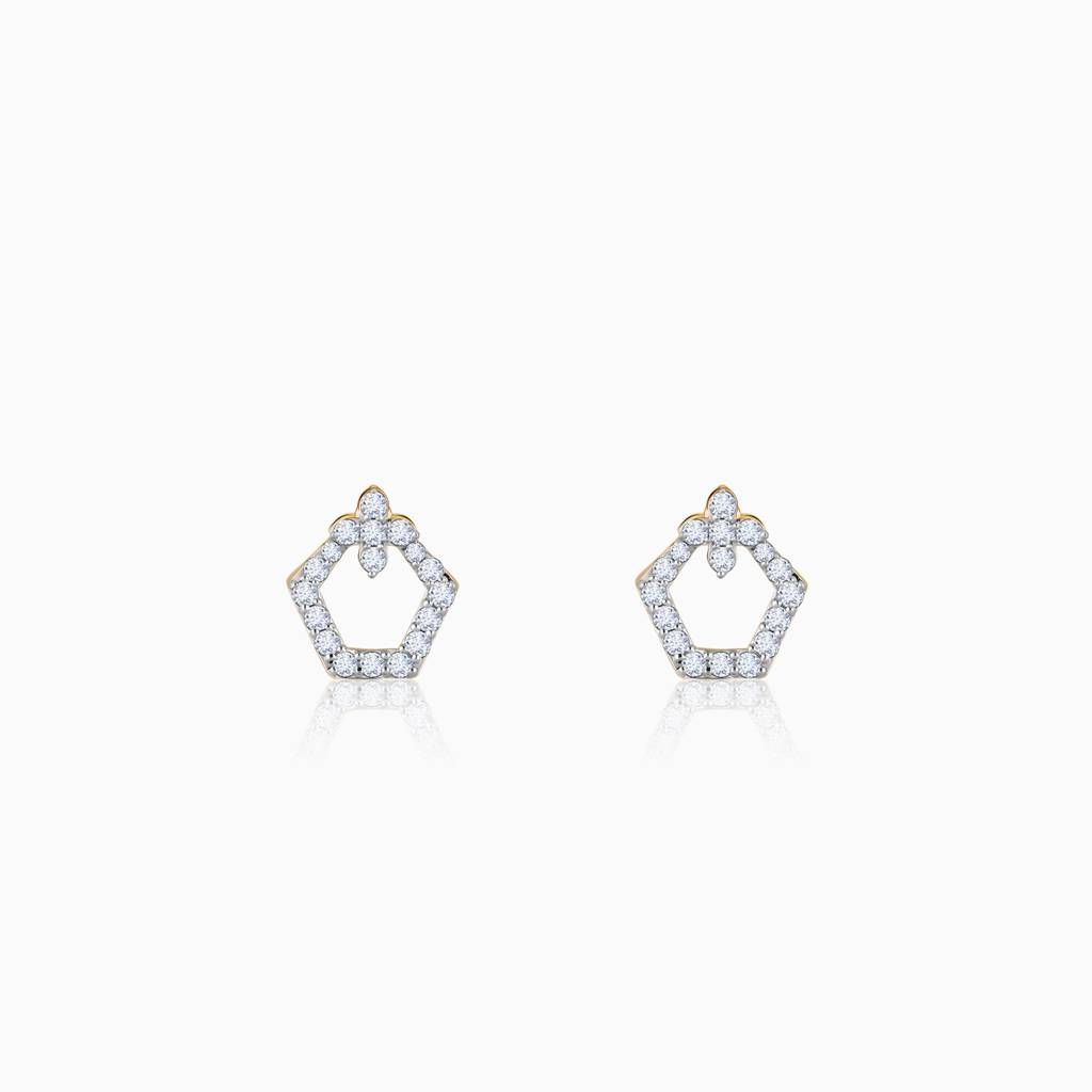 14K Gold Polygon Charm Diamond Earrings : GDLER0367