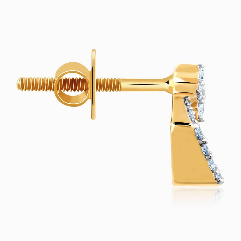 14K Gold Polygon Charm Diamond Earrings : GDLER0367