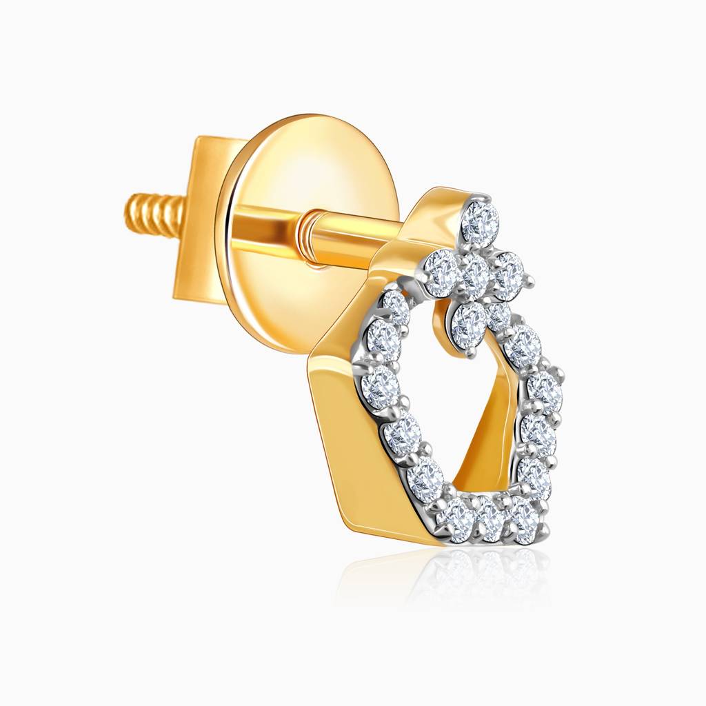 14K Gold Polygon Charm Diamond Earrings : GDLER0367