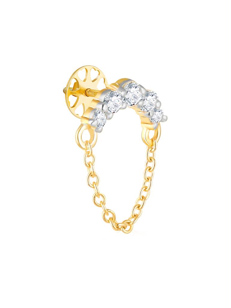 Giva 14K Yellow Gold Chained Charisma Diamond Earrings : GDLER038