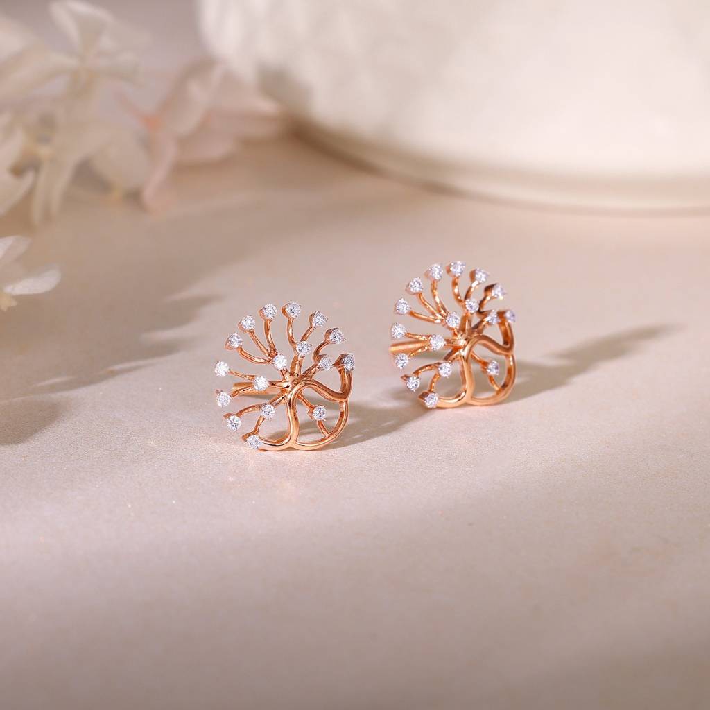 18K Rose Gold Zephyra Diamond Earrings : GDLER0391