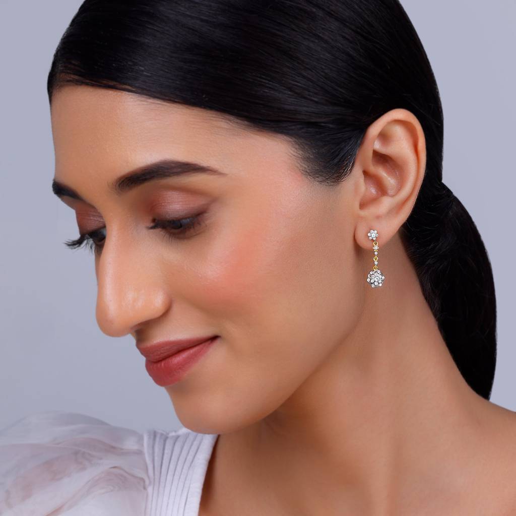 14K Gold Ageratum Diamond Earrings : GDLER0394