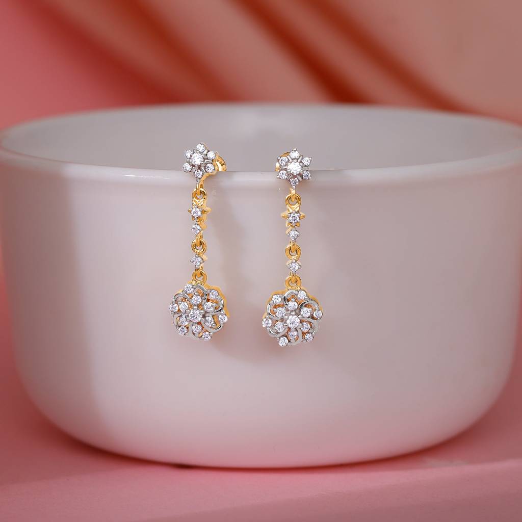 14K Gold Ageratum Diamond Earrings : GDLER0394