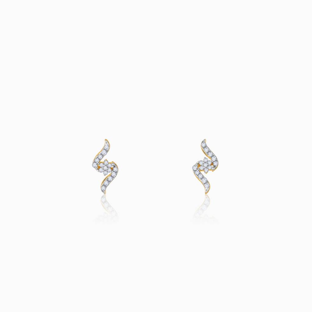 14K Gold Wavy Chakra Diamond Earrings : GDLER0395