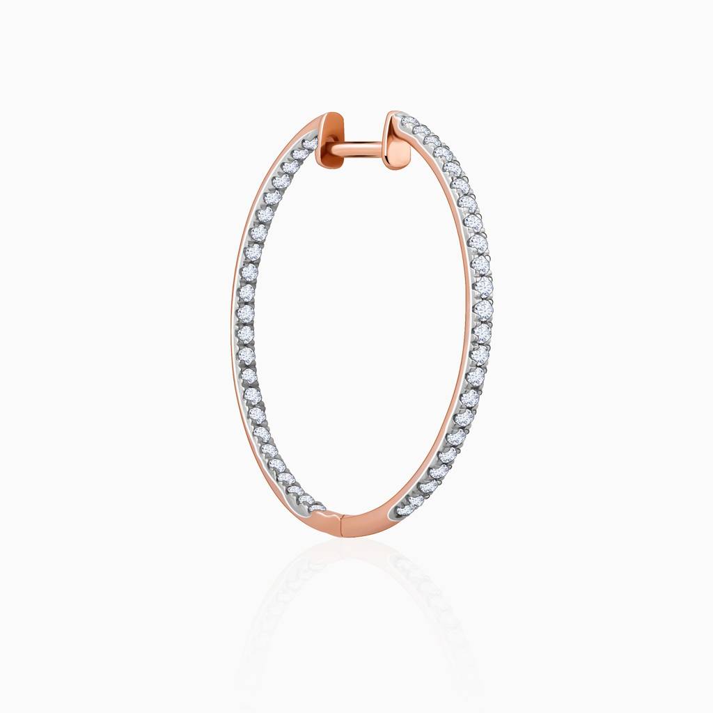 14K Rose Gold Shine Hoop Diamond Earrings : GDLER0398