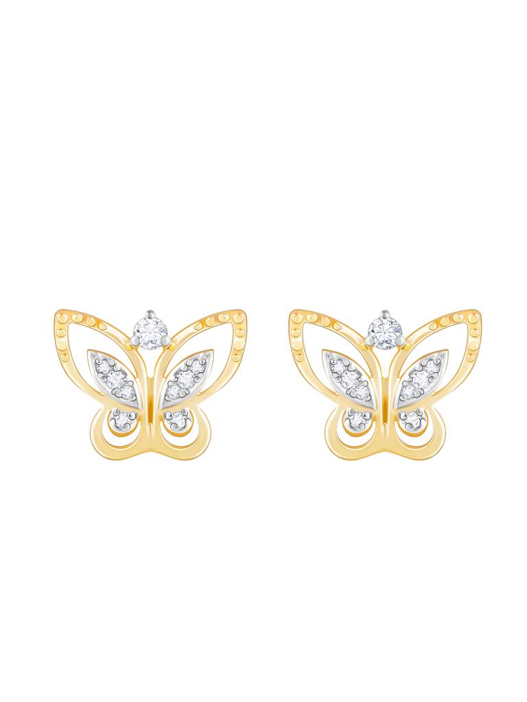 Giva 14K Yellow Gold Butterfly Diamond Earrings Gifts For Women & Girls : GDLER039