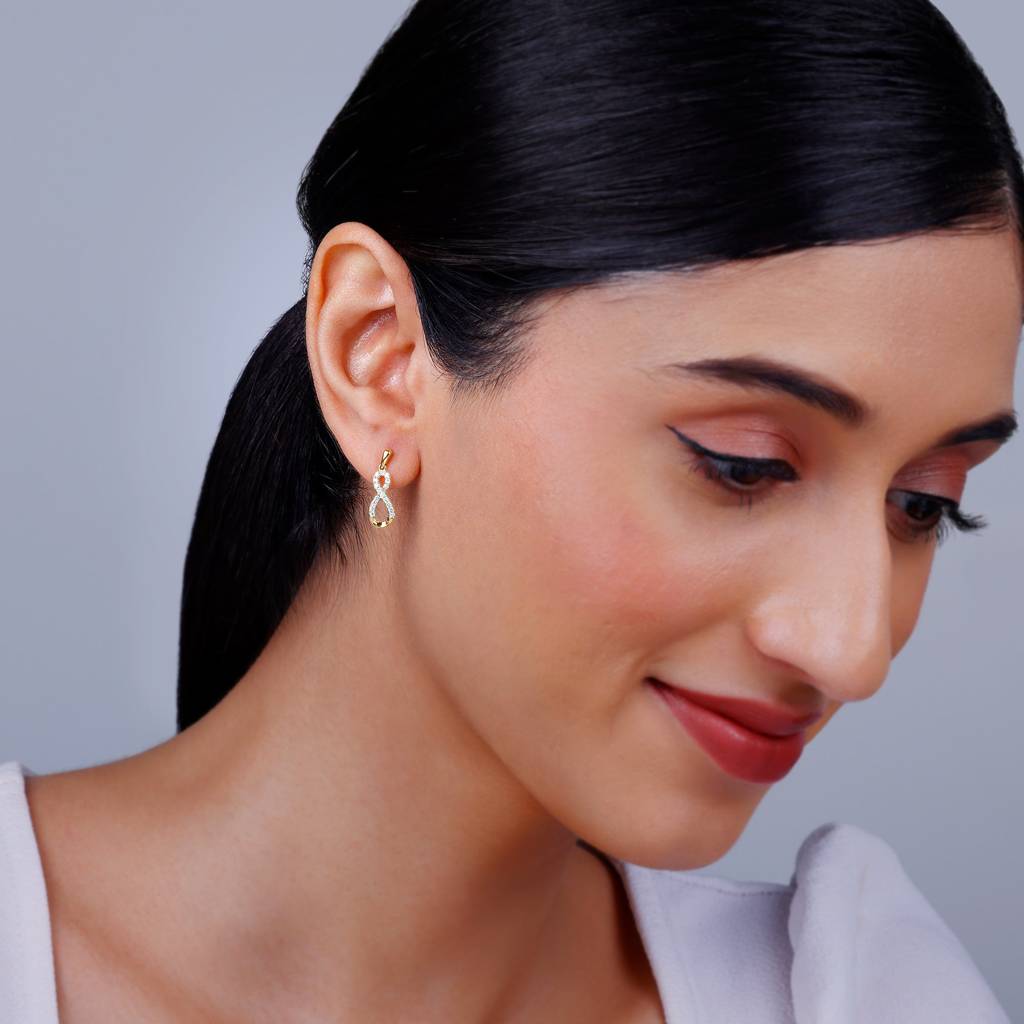 14K Gold Infinity Glow Diamond Earrings : GDLER0406
