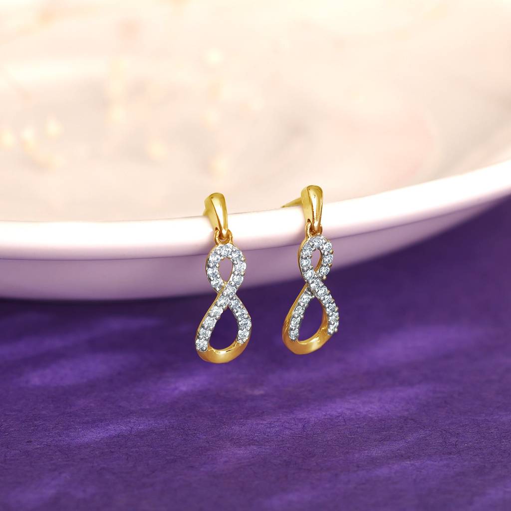 14K Gold Infinity Glow Diamond Earrings : GDLER0406