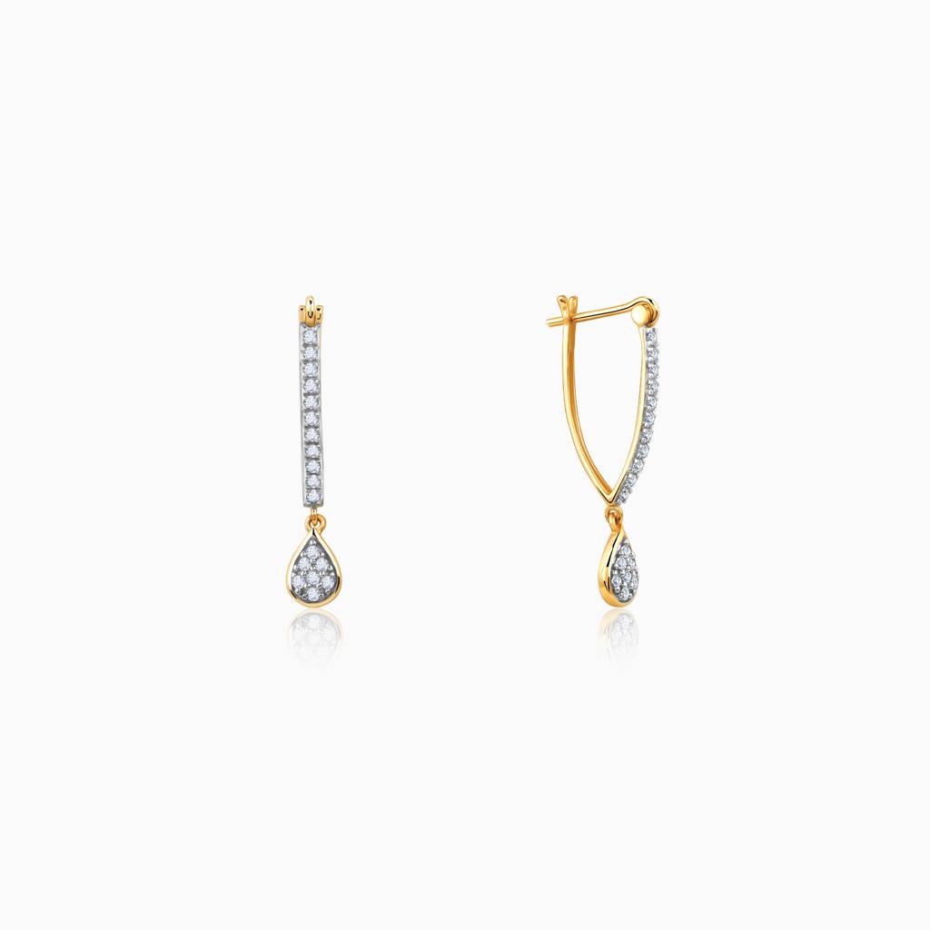 14K Gold Twilight Tear Diamond Hoop Earrings : GDLER0410