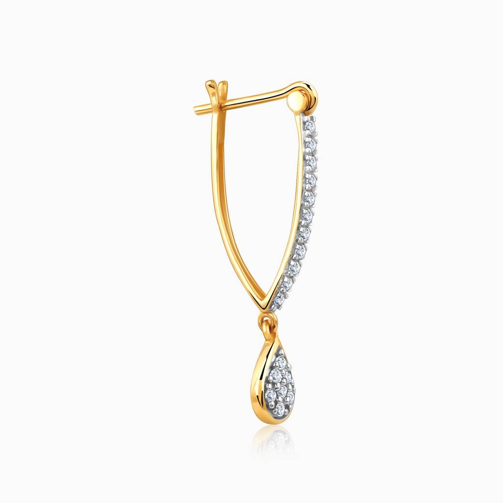 14K Gold Twilight Tear Diamond Hoop Earrings : GDLER0410