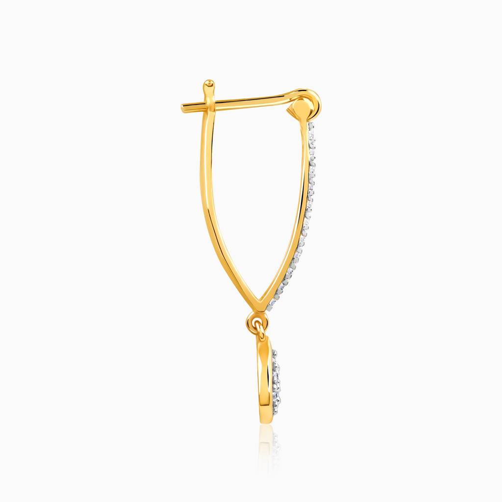 14K Gold Twilight Tear Diamond Hoop Earrings : GDLER0410