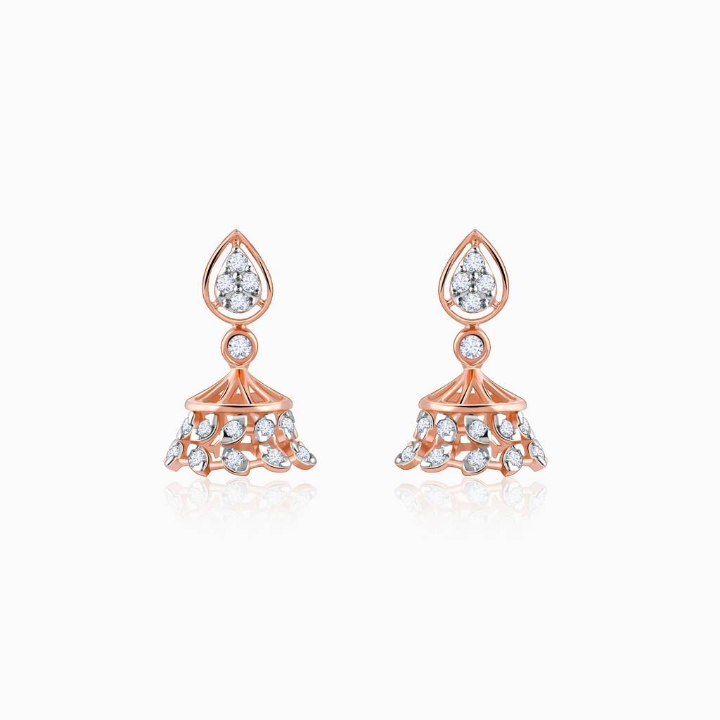 14K Rose Gold Luma Diamond Jhumki : GDLER0417