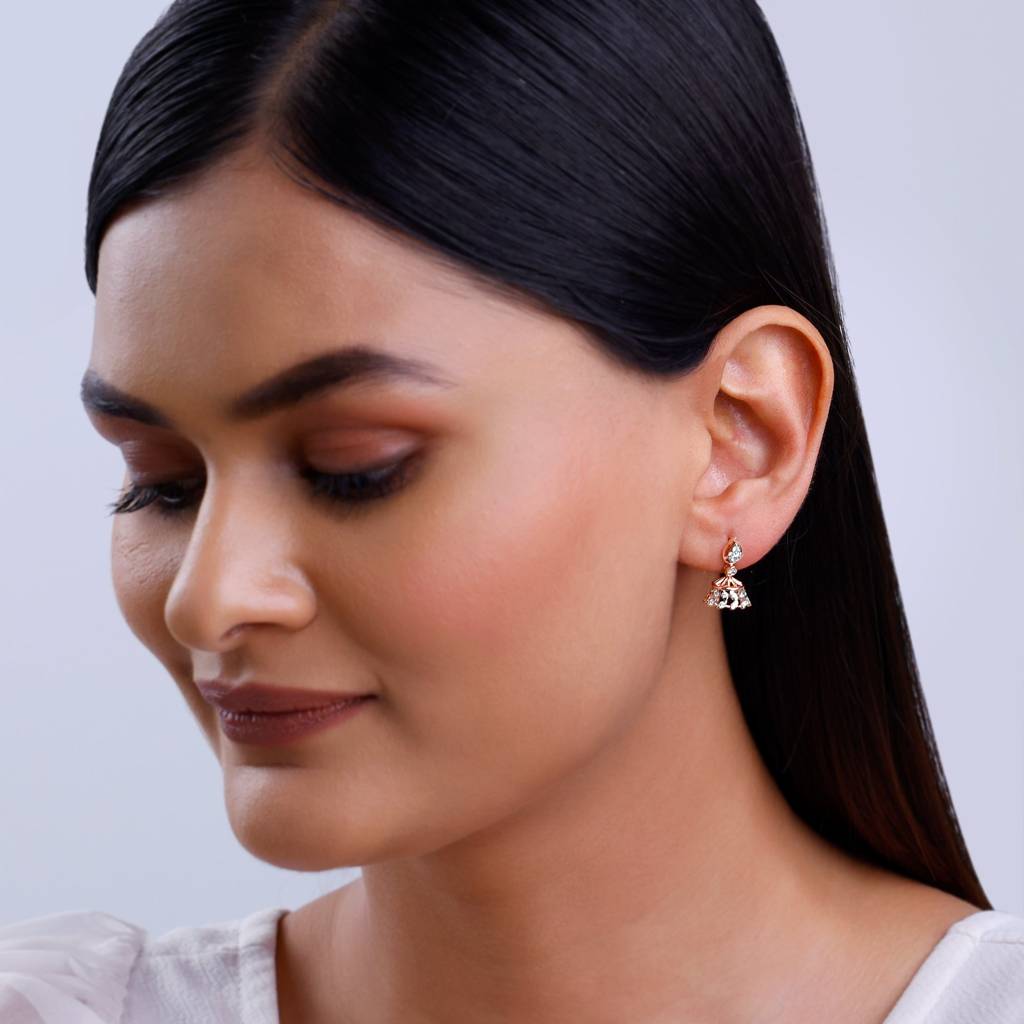 14K Rose Gold Luma Diamond Jhumki : GDLER0417