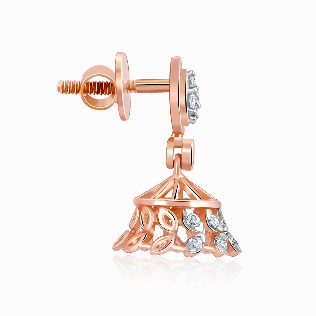 14K Rose Gold Luma Diamond Jhumki : GDLER0417