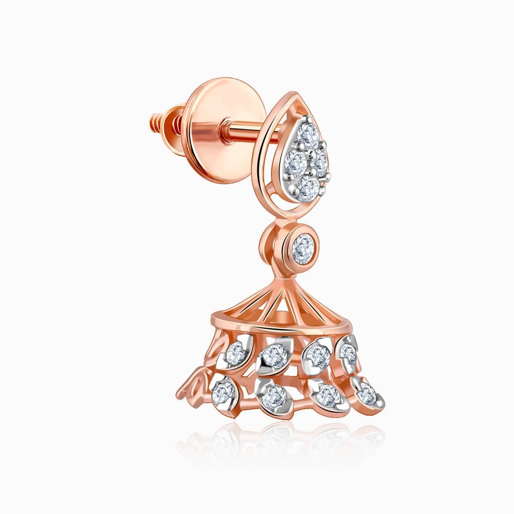 14K Rose Gold Luma Diamond Jhumki : GDLER0417