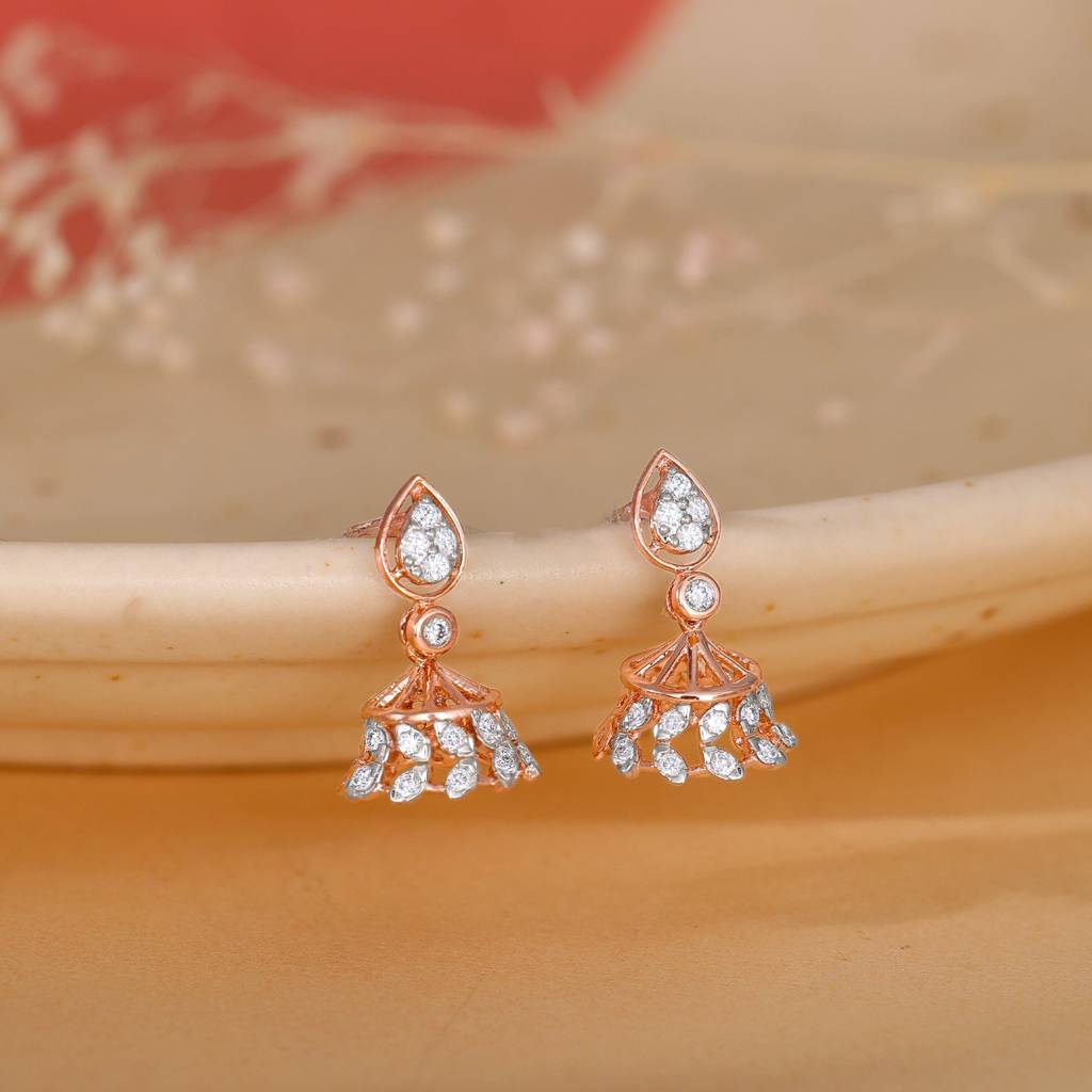 14K Rose Gold Luma Diamond Jhumki : GDLER0417