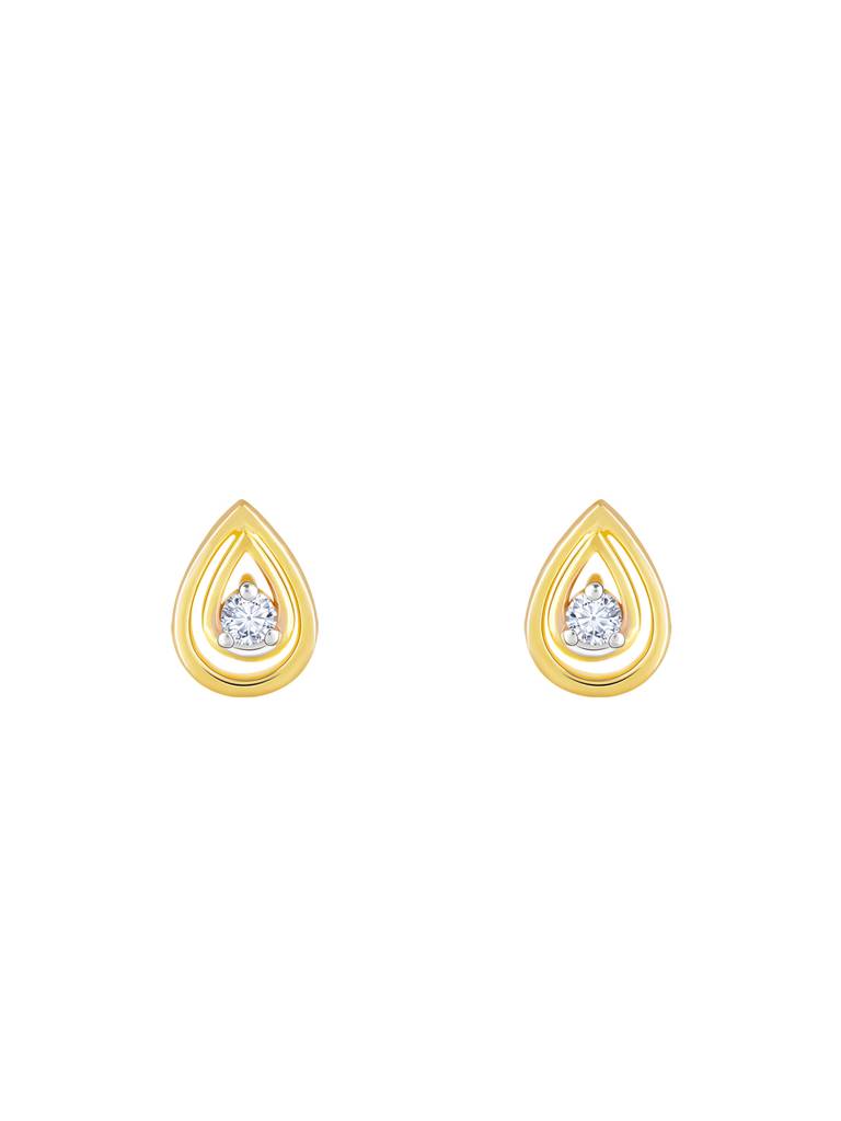 Giva 14K Yellow Gold Raindrops On The Green Grass Diamond Earrings Gifts For Women & Girls : GDLER041