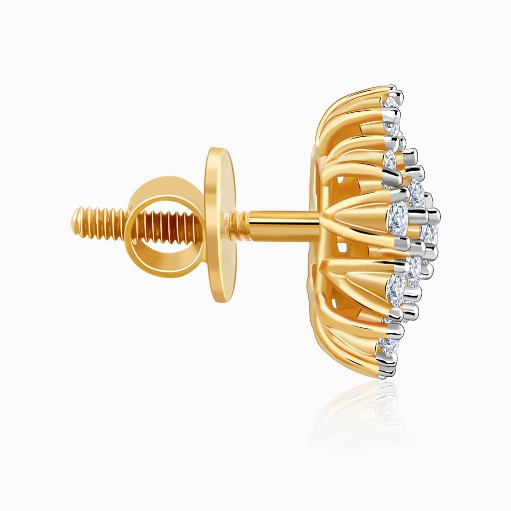 18K Gold Floral Flicker Diamond Earrings : GDLER0420