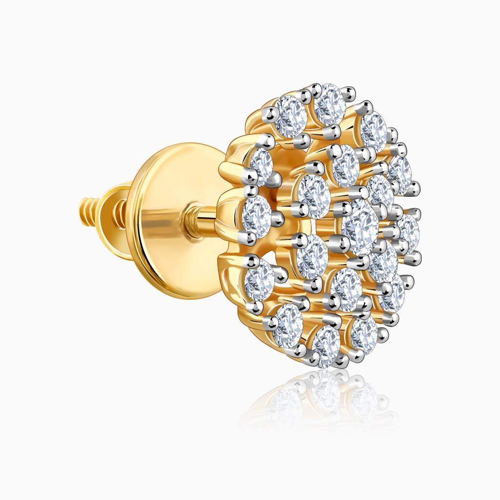 18K Gold Floral Flicker Diamond Earrings : GDLER0420