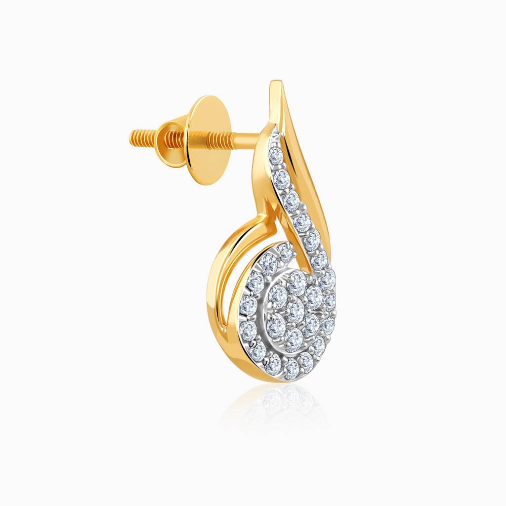 18K Gold Sparkling Flow Diamond Earrings : GDLER0422