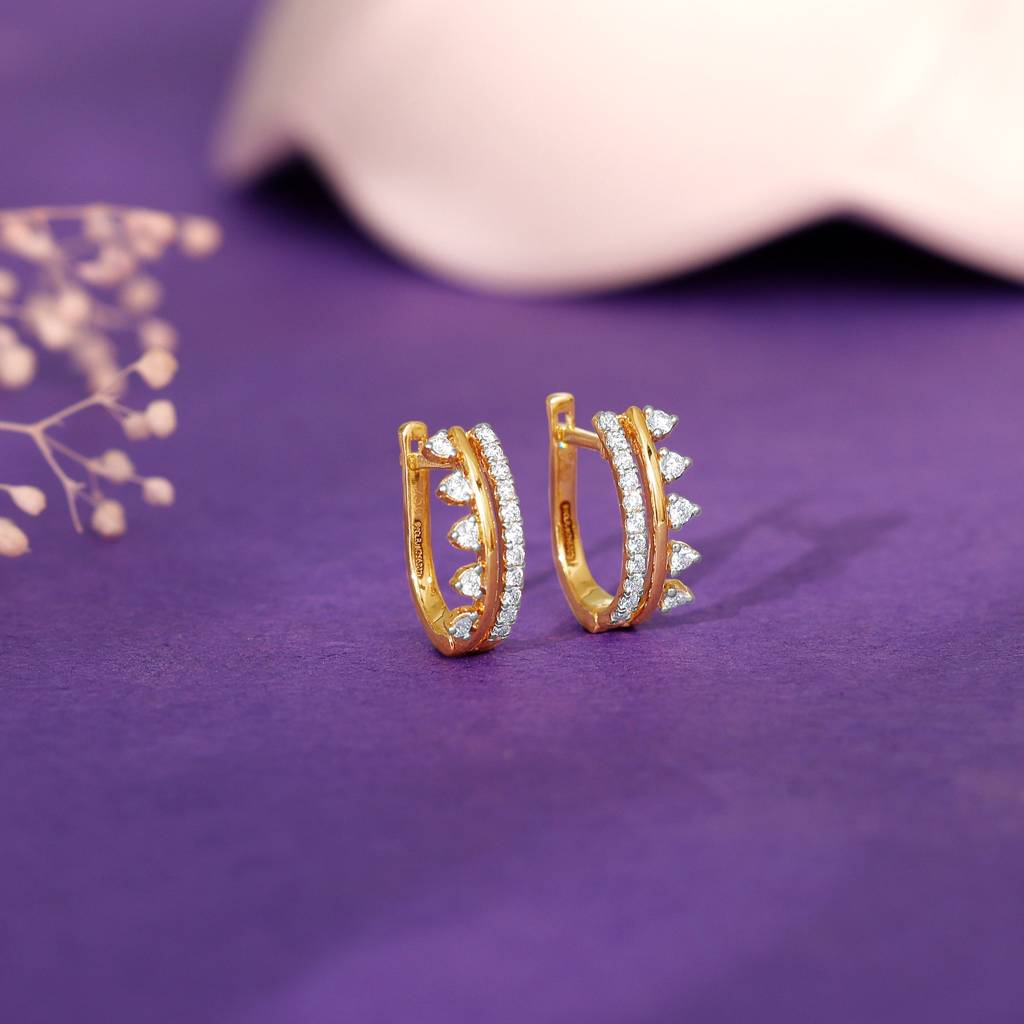 18K Gold Glitter Bomb Diamond Earrings : GDLER0423