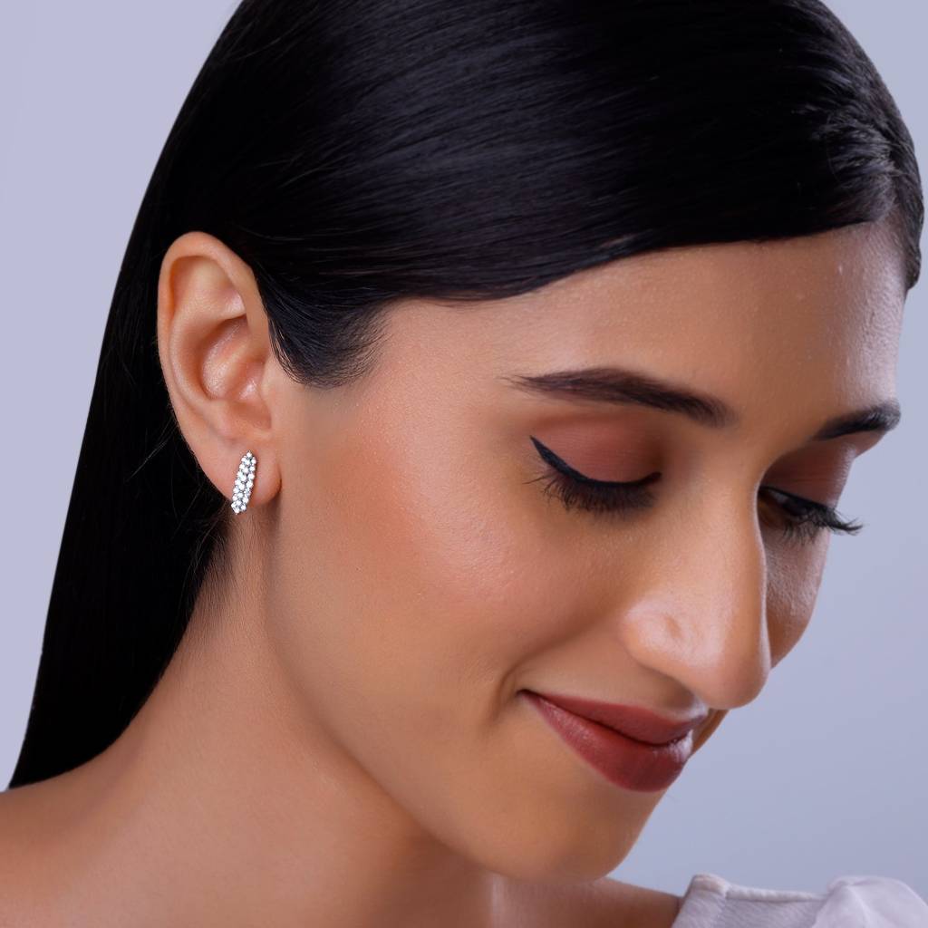 18K Gold Baroque Diamond Earrings : GDLER0429