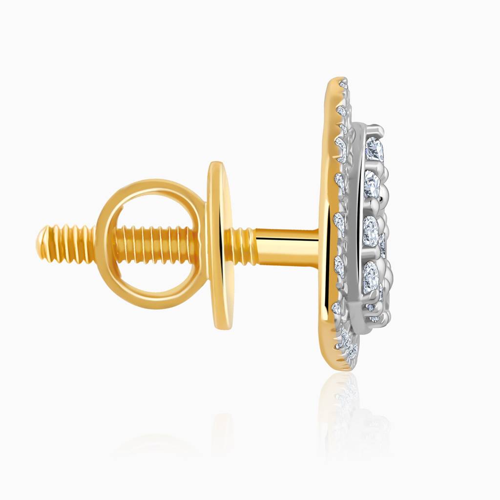18K Gold Glitter Punch Diamond Earrings : GDLER0435
