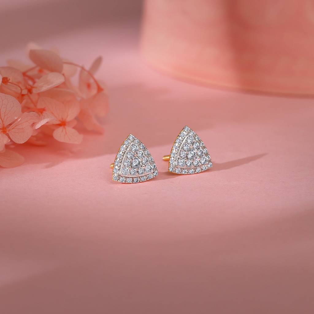 18K Gold Glitter Punch Diamond Earrings : GDLER0435