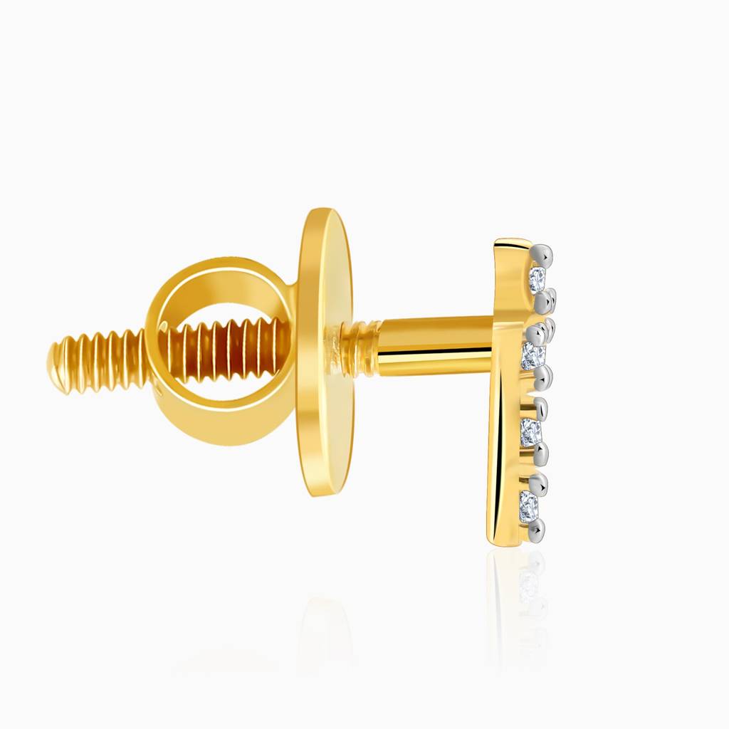 14K Gold Bolt Diamond Earrings : GDLER0436