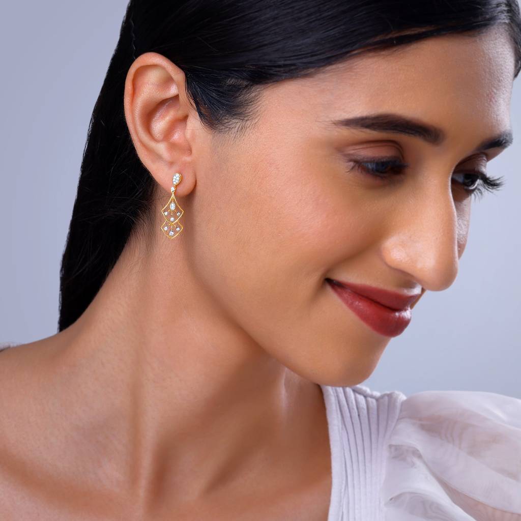 14K Gold Layered Luxe Diamond Earrings : GDLER0437