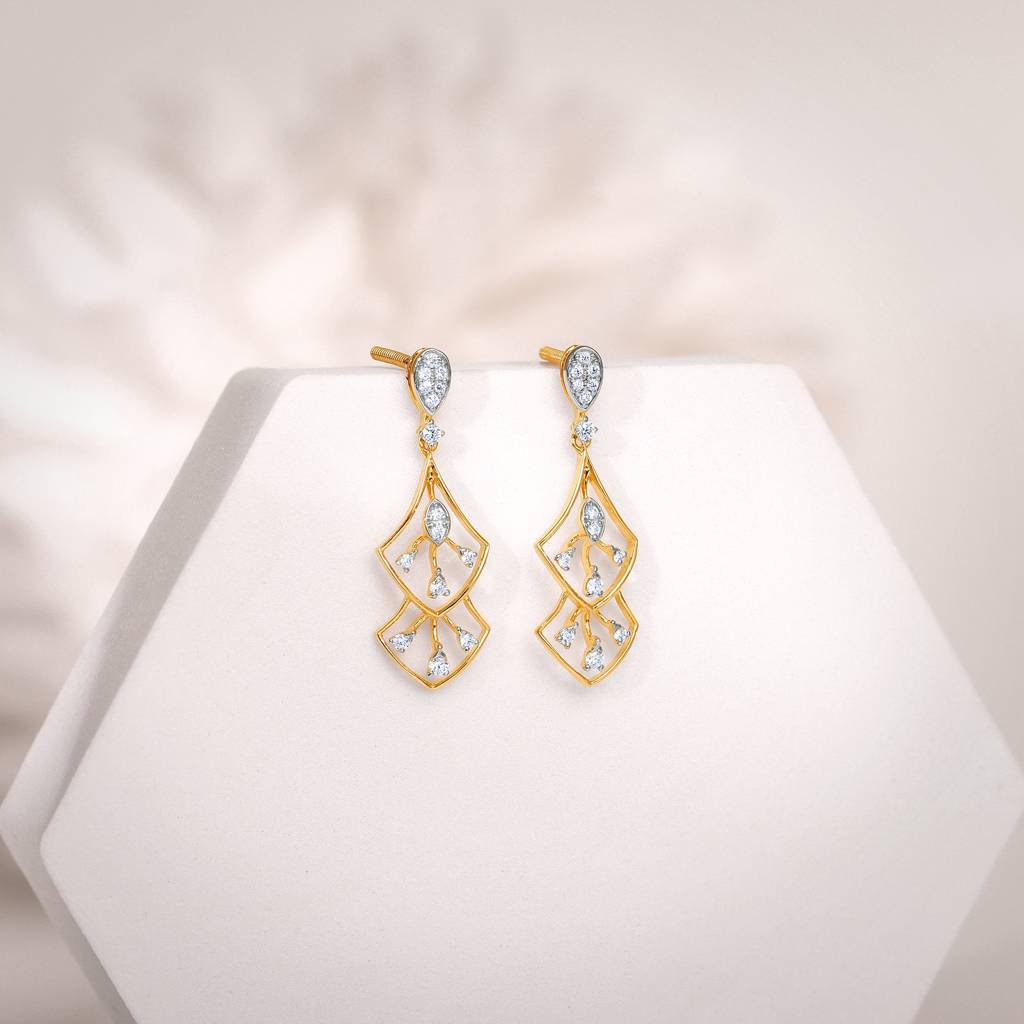 14K Gold Layered Luxe Diamond Earrings : GDLER0437