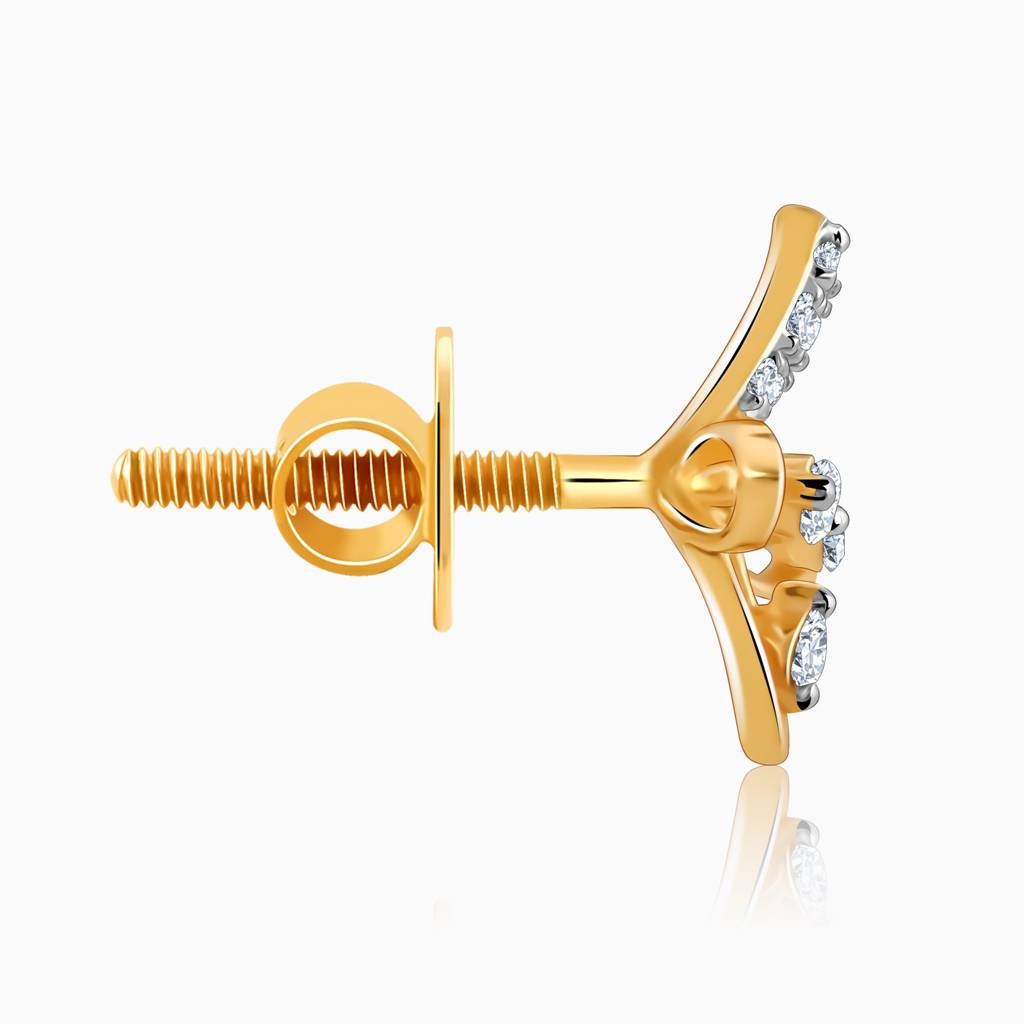 14K Gold Auric Flower Diamond Earrings : GDLER0440
