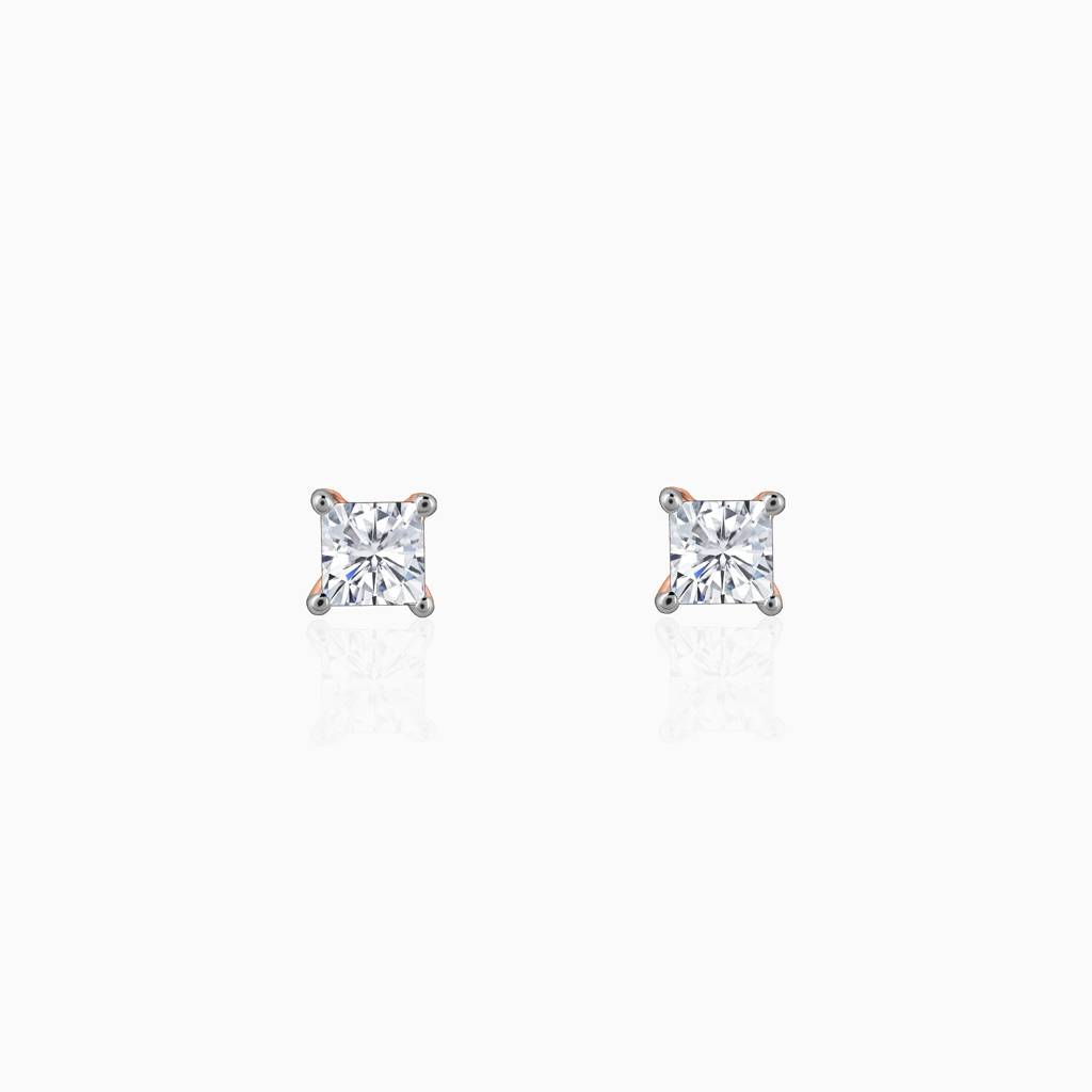 14K Rose Gold Pretty Diamond Studs : GDLER0445