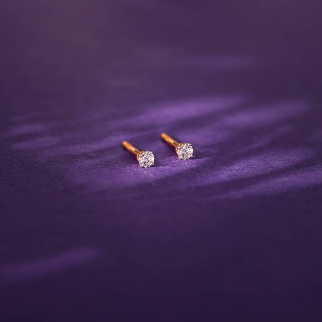 14K Rose Gold Cute Sparkle Diamond Studs : GDLER0447