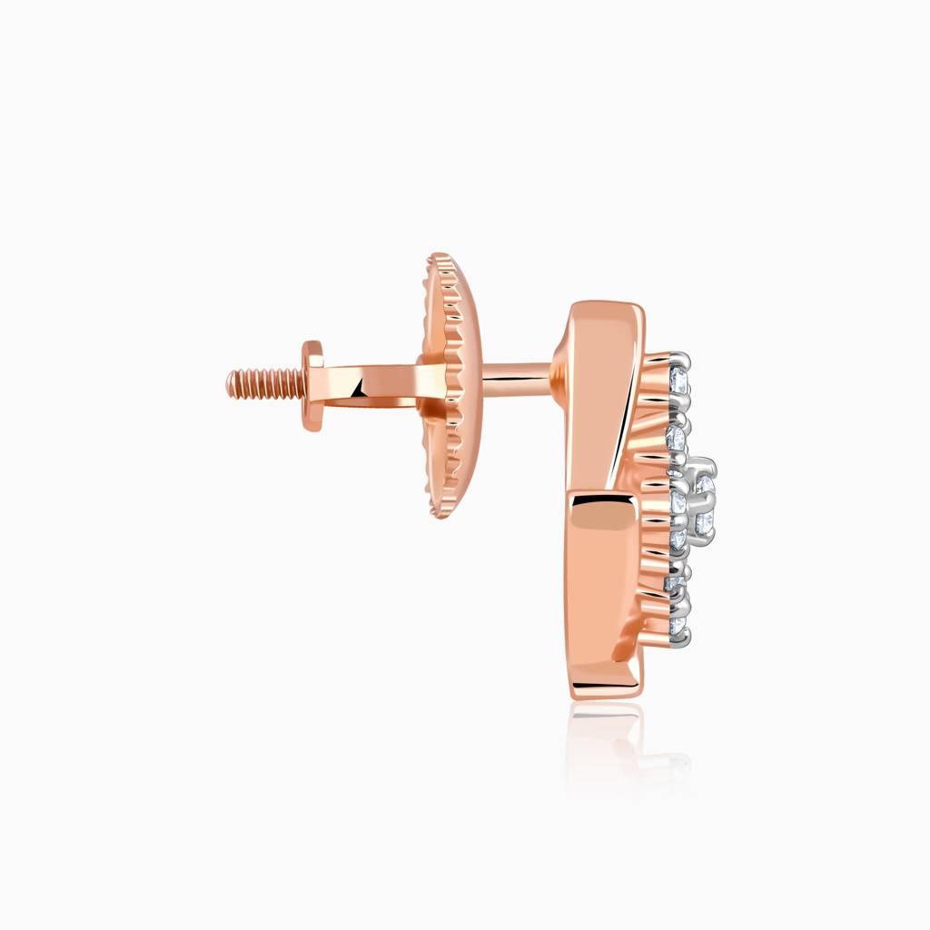 14K Rose Gold Sparkling Square Diamond Earrings : GDLER0448
