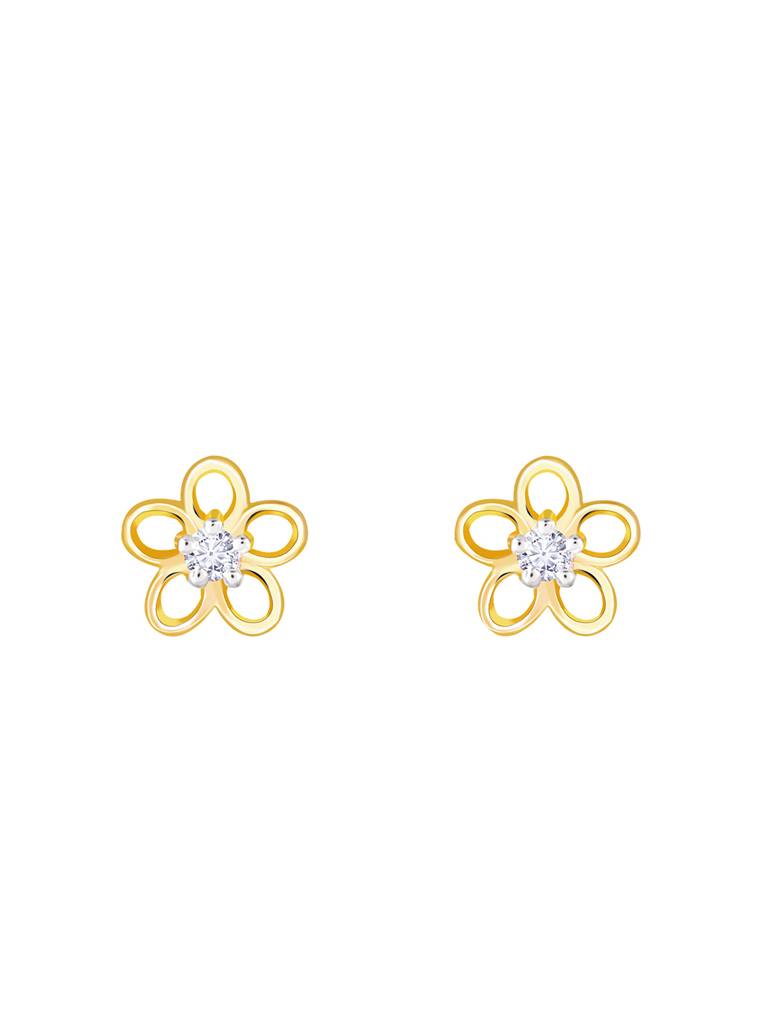 Giva 14K Yellow Gold The First Flower Of Spring Diamond Earrings Gifts For Women & Girls : GDLER044
