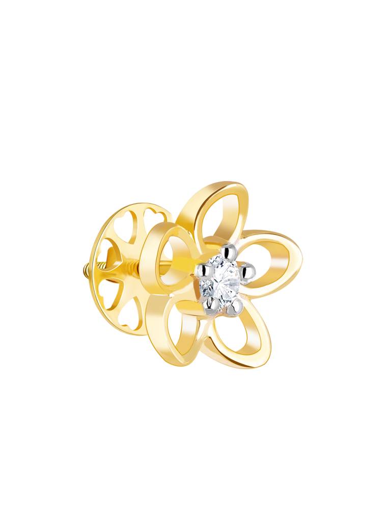 Giva 14K Yellow Gold The First Flower Of Spring Diamond Earrings Gifts For Women & Girls : GDLER044