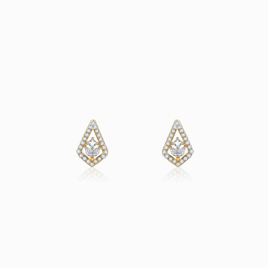 18K Gold Sacred Flame Diamond Earrings : GDLER0455
