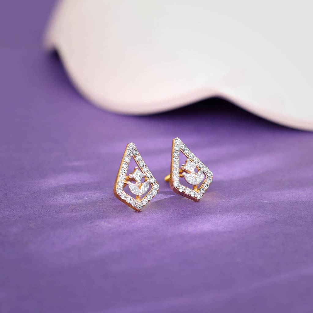 18K Gold Sacred Flame Diamond Earrings : GDLER0455