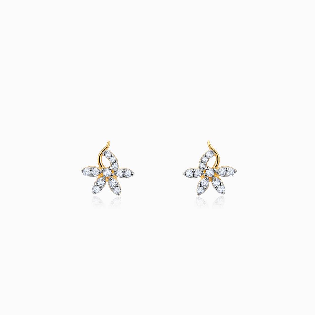 18K Gold Elegant Flora Diamond Earrings : GDLER0457