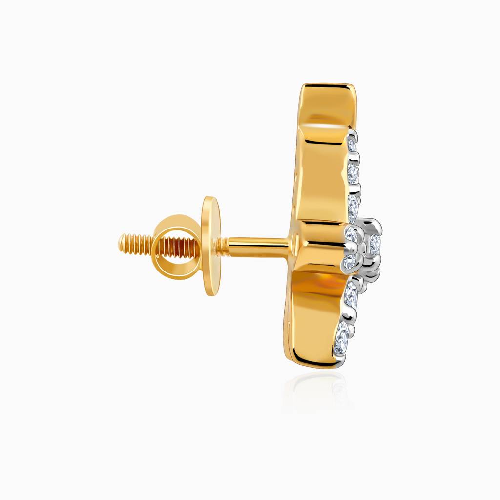 18K Gold Elegant Flora Diamond Earrings : GDLER0457