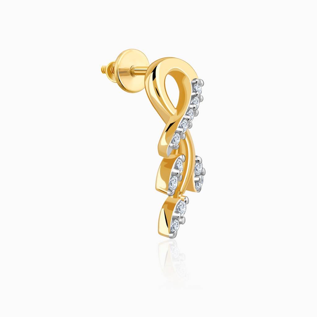 18K Gold Leafy Affair Diamond Earrings : GDLER0458