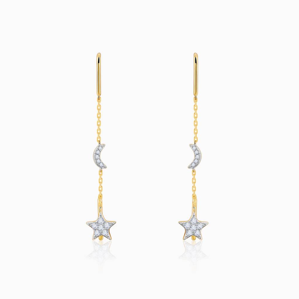 18K Gold Celestial Sui Dhaga Diamond Earrings : GDLER0463