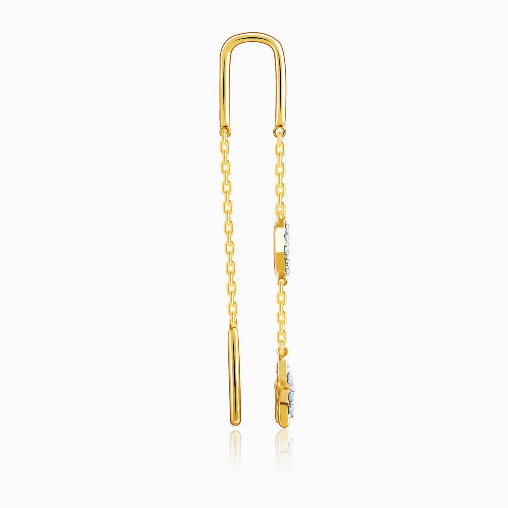 18K Gold Celestial Sui Dhaga Diamond Earrings : GDLER0463
