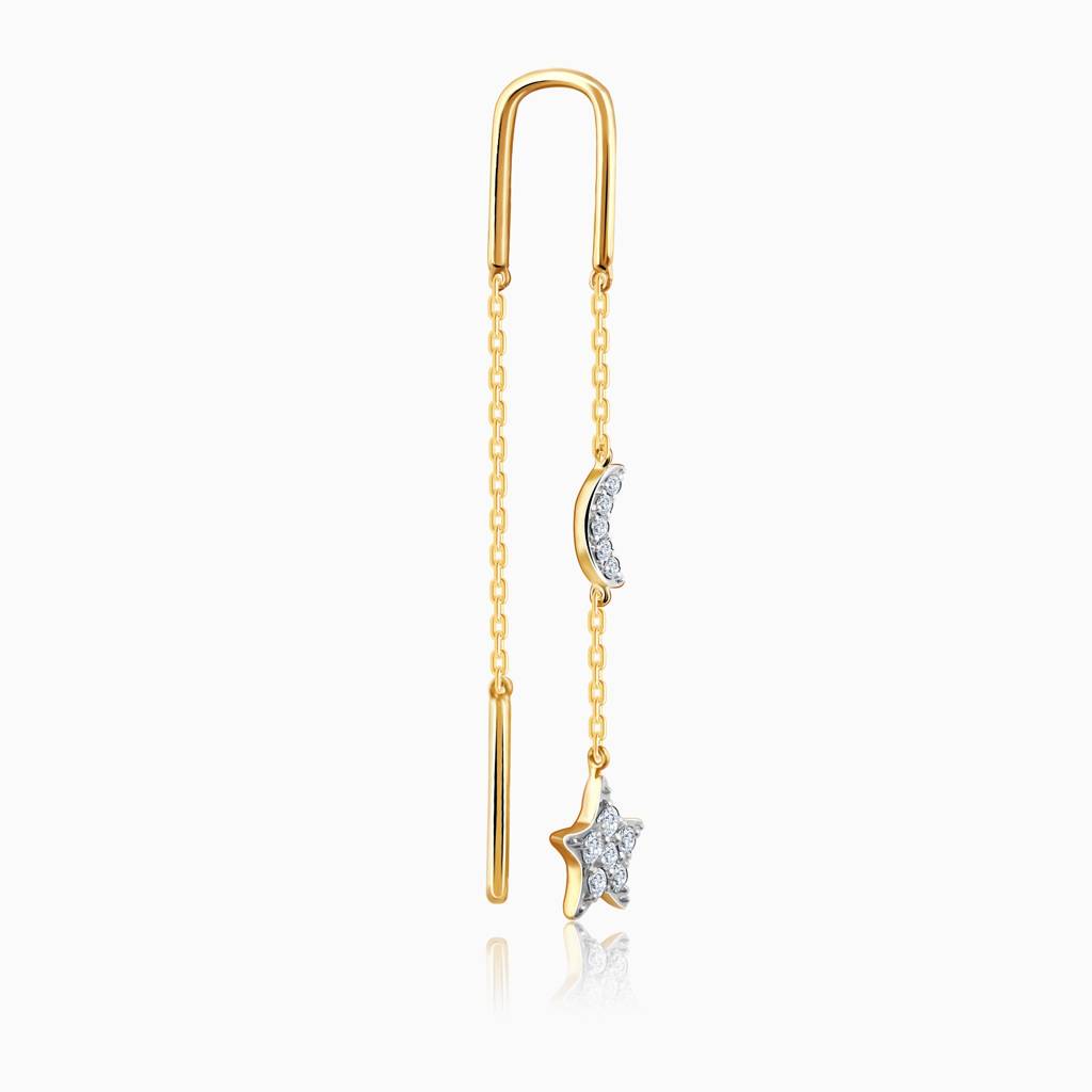 18K Gold Celestial Sui Dhaga Diamond Earrings : GDLER0463