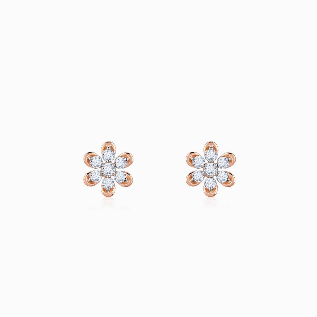 18K Gold Blossom Burst Diamond Earrings : GDLER0468